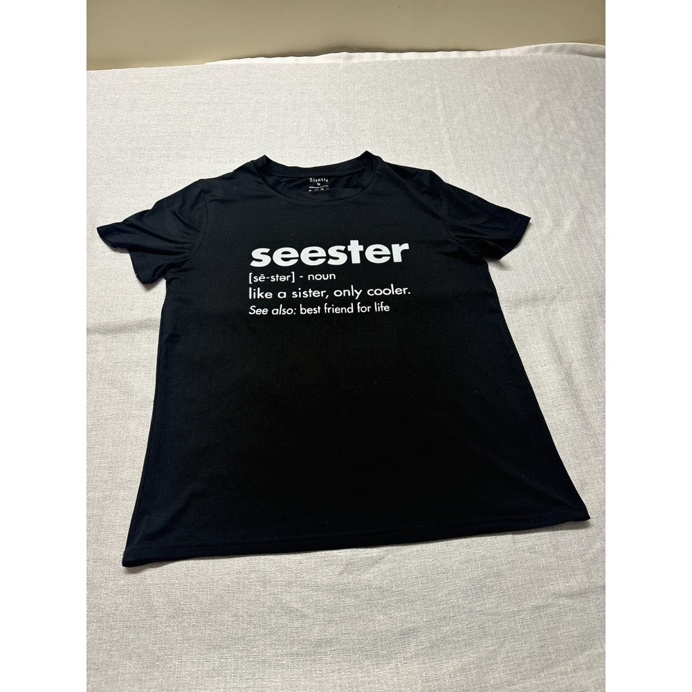 SHEIN Black Seester Definition Graphic T‎ Shirt Women Size Medium